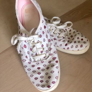 Keds x KATE SPADE New York lip kiss print white sneakers size 6